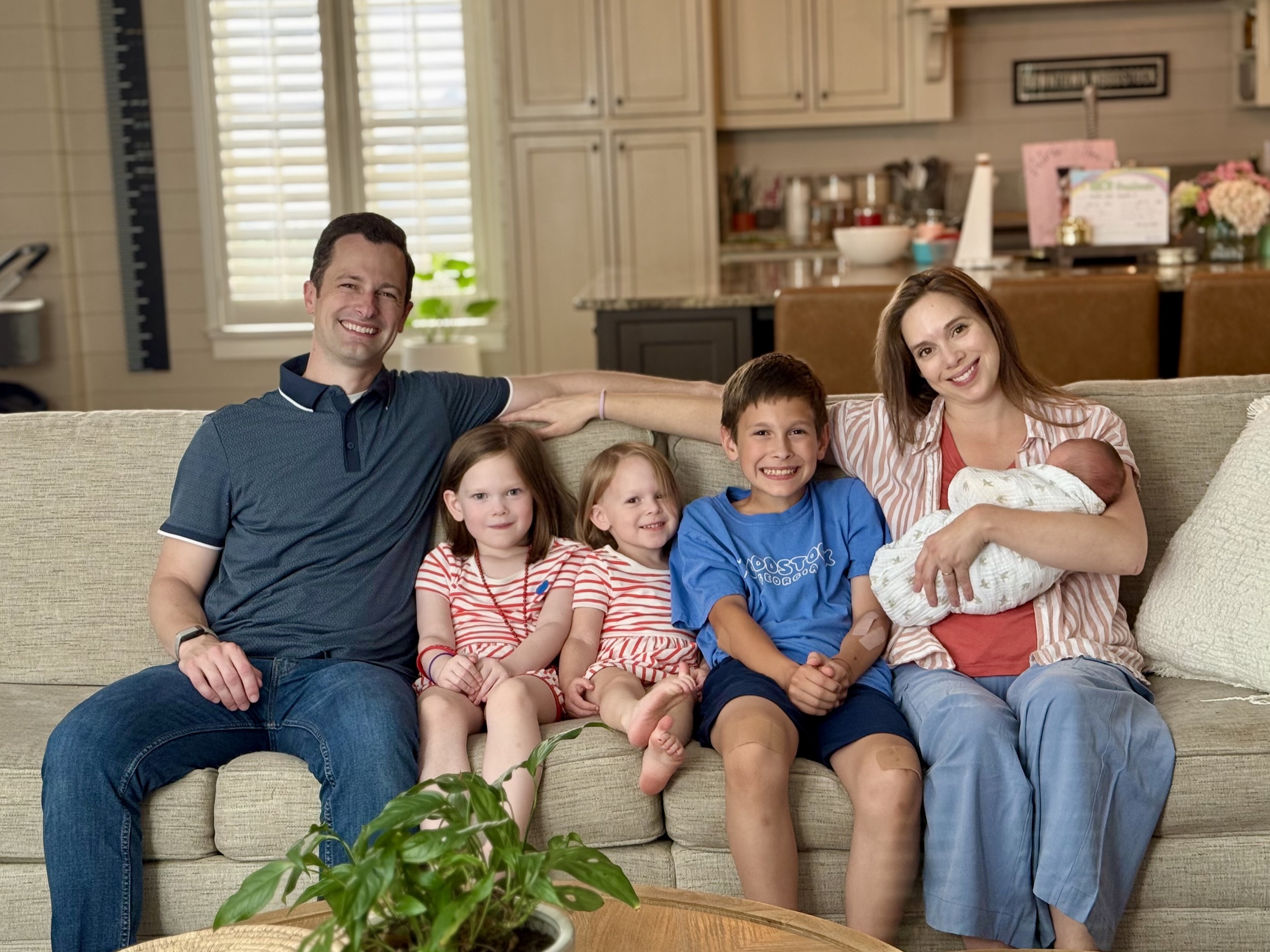 Michael and Katie Caldwell with their four children at home